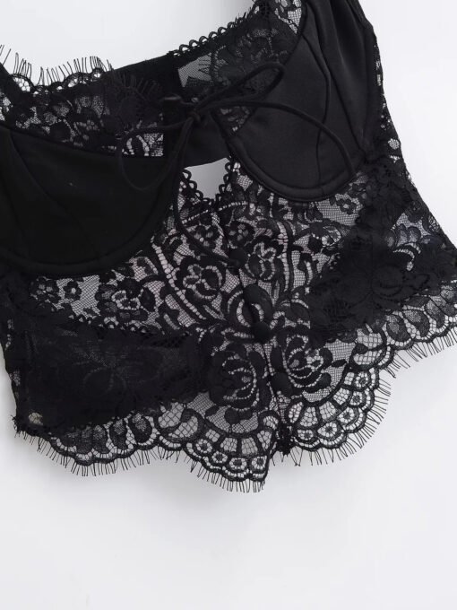 Vapetix S-L  American Style Spice Girl Sexy Eyelash Lace Small Camisole Women's Summer Pure Wearing Outer Wear S - 图片 7