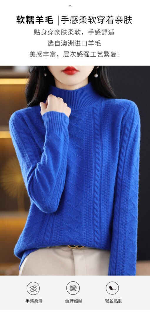 Vapetix S-3XL  Pure Wool Seven-needle Double-strand Thickened Half-high Neck Women's Knitted Sweater Pullover Warm - Image 4