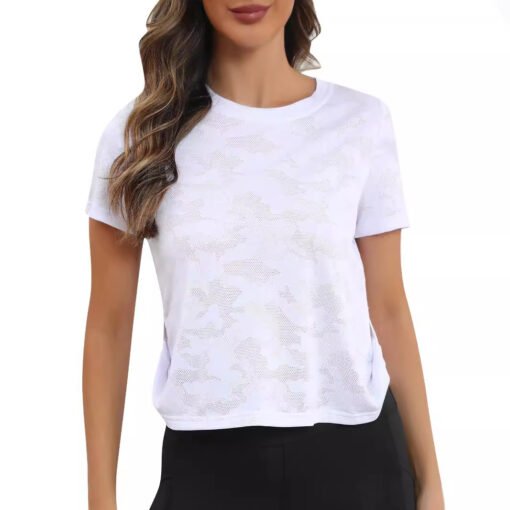 Ice Silk Short Sleeve T-shirt Women's Quick-drying Running Fitness Exercise - Image 2