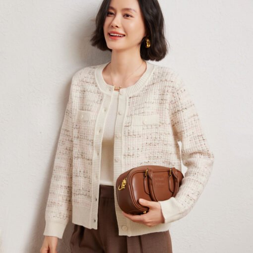 Vapetix M 80-105 pounds-XL 125-150 pounds  Seven-pin Mid-thick Crewneck Women's Cashmere Cardigan Fragrant Style Celebrity Design Coat Autumn - 图片 6