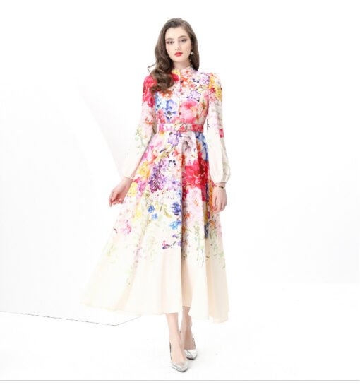 Vapetix S-2XL  Europe and the United States Amazon cross-border women's holiday style retro stand collar single-br - 图片 3