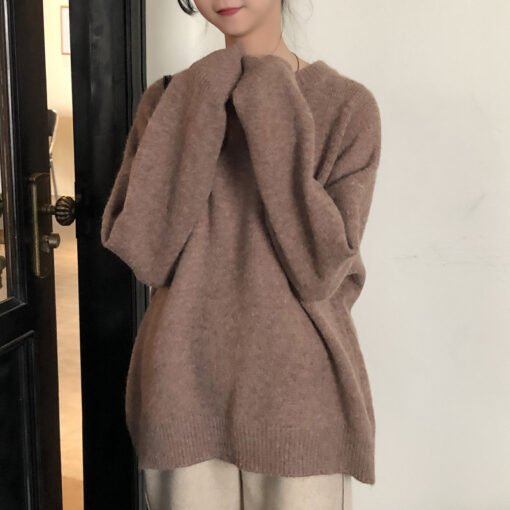Vapetix One size fits all-One size fits all  Korean Style Solid Color Sweater Women's Pullover Lazy Style Loose Thickened Autumn and Winter Oute - 图片 4