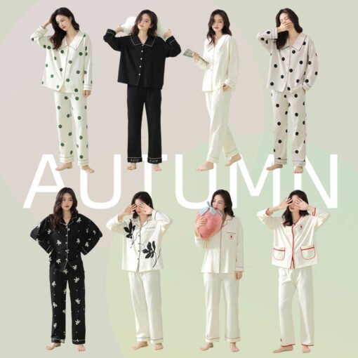 Vapetix M [Antibacterial Xinjiang cotton]-  [Antibacterial Xinjiang Cotton] Autumn French Collar Lash Cotton Pajamas Women's Long Sleeve Cotton - 图片 6