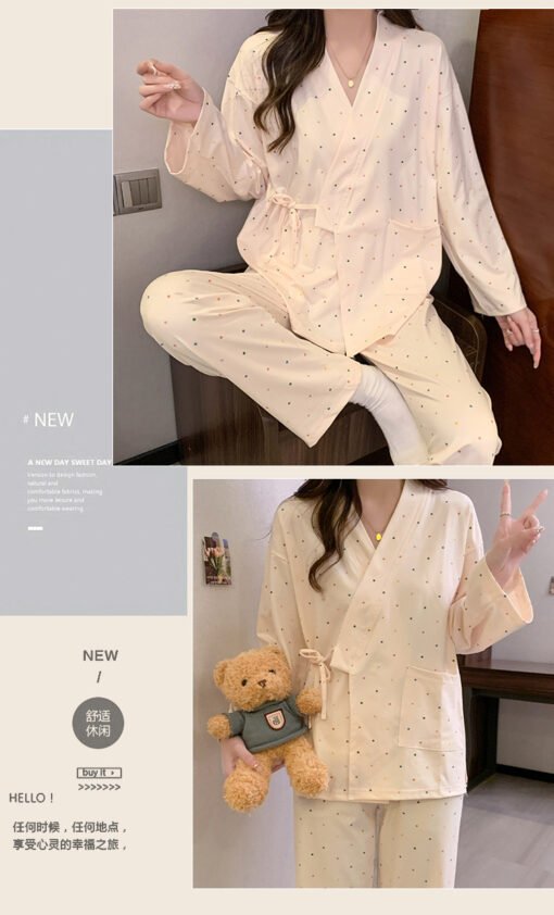 Vapetix M-XXL  Spring and Autumn Pajamas Women's Internet-famous Full-length Flower Kimono Cardigan Long-sleeved T - 图片 5