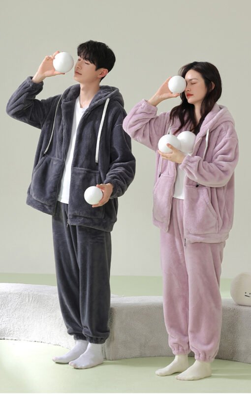 Vapetix M 【 Soft and fluffy Noble Consort velvet 】-  [soft velvet] autumn and winter couple pajamas women coral velvet padded men's flannel home clothes - Image 7