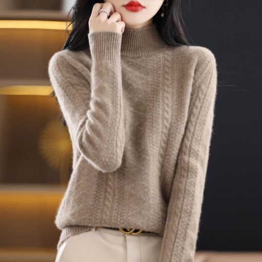 Vapetix S-3XL  Pure Wool Seven-needle Double-strand Thickened Half-high Neck Women's Knitted Sweater Pullover Warm - Image 6