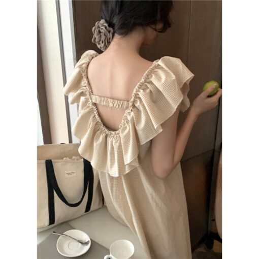 Vapetix One size fits all-One size fits all  South Korea Ins Women's Foreign Trade Korean Style Sweet Sexy Hollow Backless V Ruffled French Styl – Bild 6