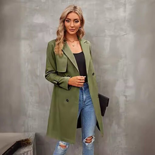 Women's Double-row Slim Fit Coat Overcoat - Image 5