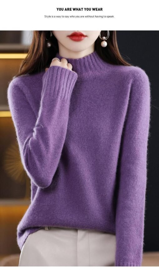 Vapetix S-XXL  First-line clothing thickened pure wool sweater women's base autumn and winter new semi-high collar - 图片 7