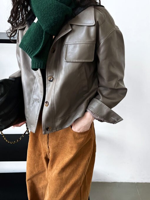 Women's Fall Lapels Motorcycle Short Jacket - Obrázek 3