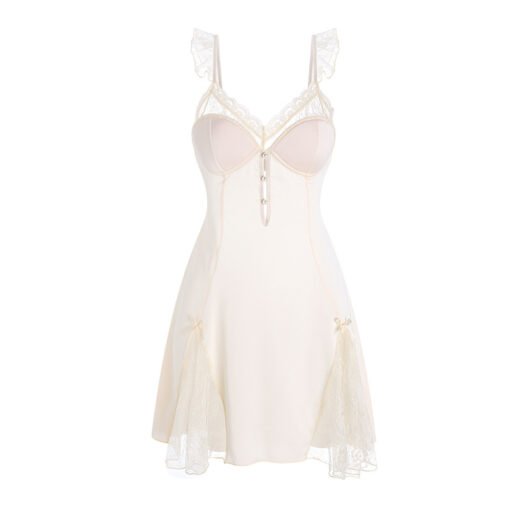 Vapetix M-  DZ Guiruo Sexy Deep V Hollow Chest Pad Lace Perspective Sweet Temptation plus size Nightdress Gown - Obrázek 6