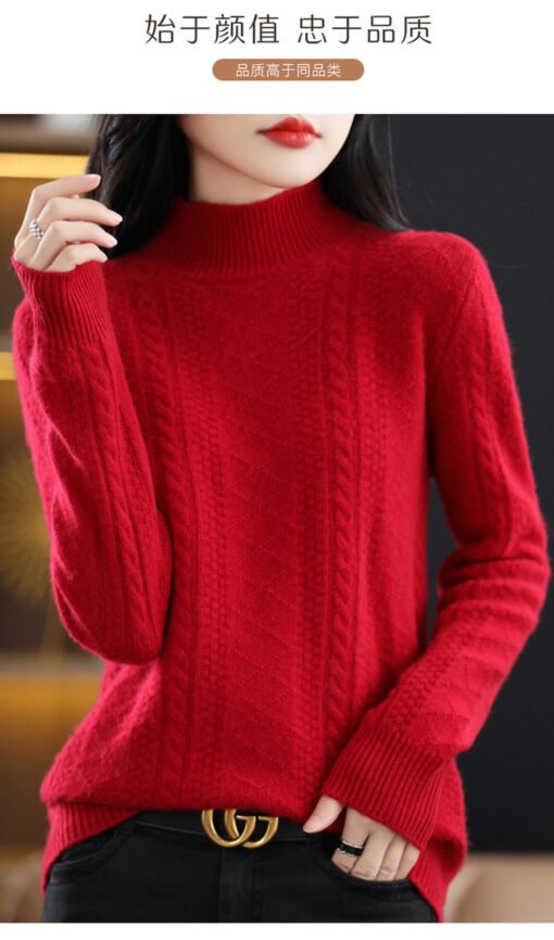 Vapetix S-3XL  Pure Wool Seven-needle Double-strand Thickened Half-high Neck Women's Knitted Sweater Pullover Warm - Image 7