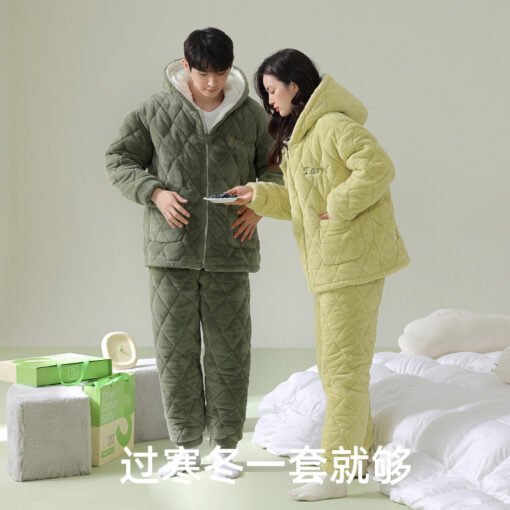 Vapetix M [Three layer thick warm coat]-  [Cotton Warm Clothes] Winter Couple Pajamas Three-Layer Cotton-Padded Coral Velvet Thickened Warm C - 图片 8