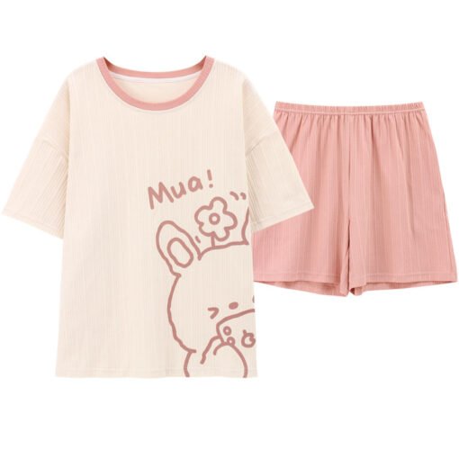 Vapetix M-L  2023 New Summer Short-sleeved Pajamas Women's Cotton Cartoon Cute Sweet Girl's Home Clothes suit Ou - 图片 8