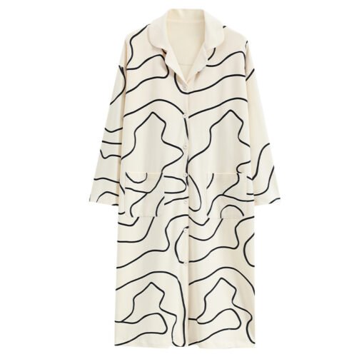 Vapetix M-XXL  Shirt Nightdress Women with Chest Pad Spring and Autumn Long Sleeve Cotton Korean Style Cardigan Au - 图片 6