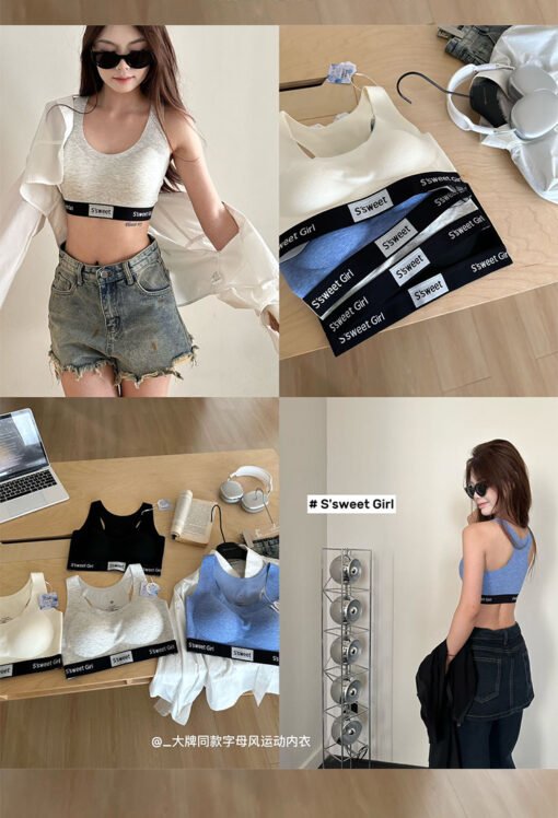 Vapetix M 90-105-2XL 135-150  Beautiful Back Bra Big Brand Same-style Traceless Letter Sports Vest Underwear Women's Gather-up No - 图片 7