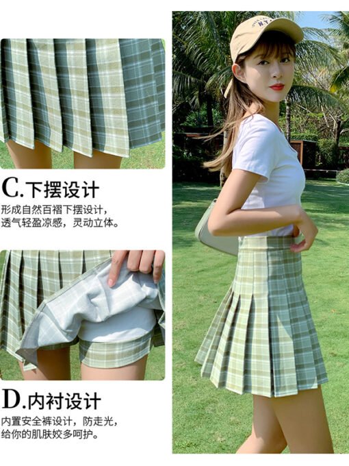 Vapetix XS-XXL  New Style Plaid Skirt High Waist 2025 Korean Style Preppy Style Wrinkled Skirt Slimming A- line Wid - Image 9