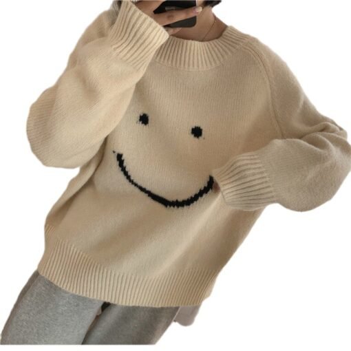 Vapetix One size fits all-One size fits all  Japanese New Korean Women's Autumn and Winter New Loose Outer Wear Round Neck Pullover Sweater Wome - 图片 6