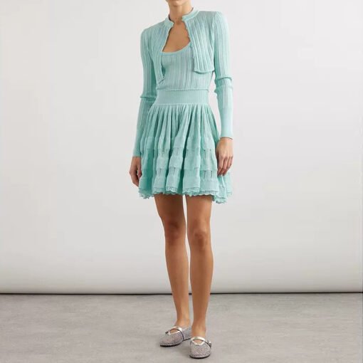 Vapetix S-XL  2025 Summer New Sleeveless Camisole dress Short High Quality Knitted Cardigan Top - 图片 8