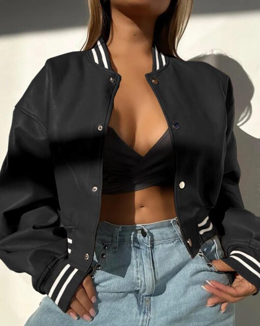 Women's Fashion Motorcycle Fashion PU Leather Coat - Image 10