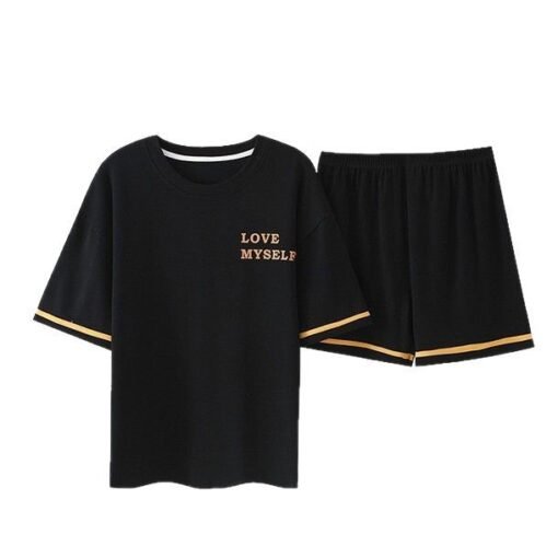 Vapetix M-XXL  Pajamas Women Summer Pure Cotton Short-sleeved Shorts Student Cute Casual Outwear with Chest Pad su - 图片 8