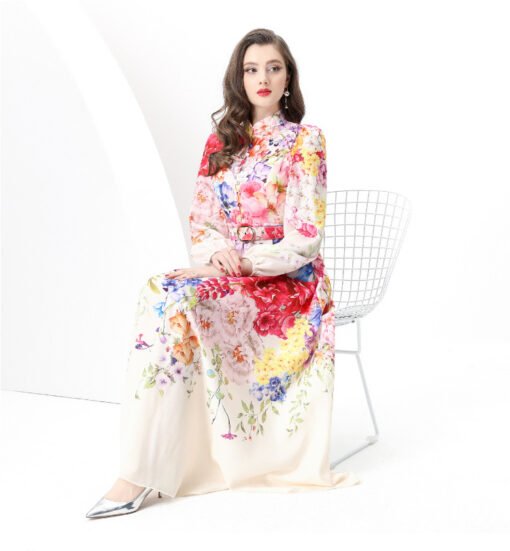 Vapetix S-2XL  Europe and the United States Amazon cross-border women's holiday style retro stand collar single-br - 图片 4