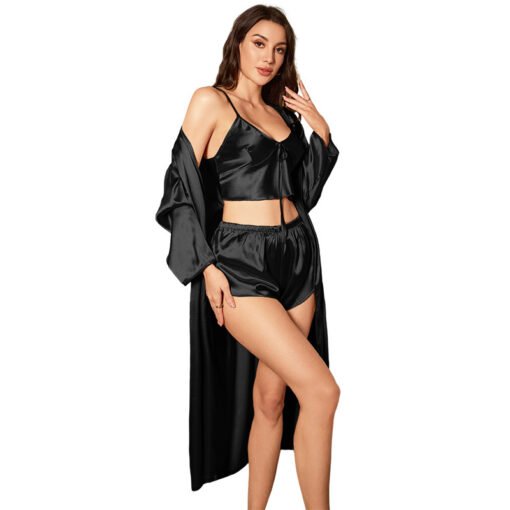 Spring Summer Sexy Women's Homewear Suspender Shorts Three-piece Suit - Image 5