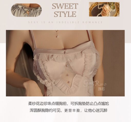Vapetix S-L  Guiruo brand underwear sweet pure want to add breast cushion suspenders nightgown open placket lace - Image 8