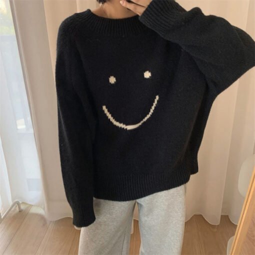 Vapetix One size fits all-One size fits all  Japanese New Korean Women's Autumn and Winter New Loose Outer Wear Round Neck Pullover Sweater Wome - 图片 7