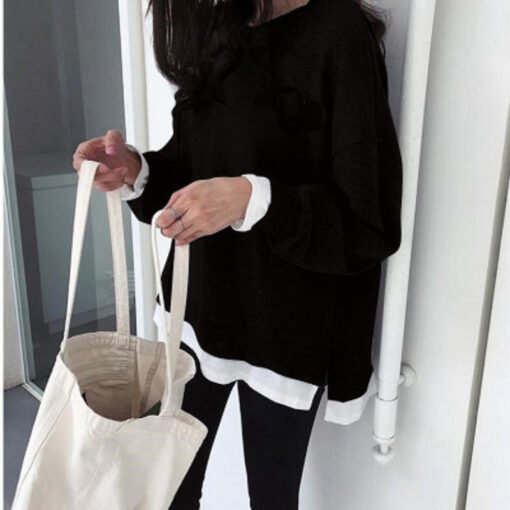 Gray With Slit Sweater Versatile Mid-length Two-piece Casual Top - Image 4