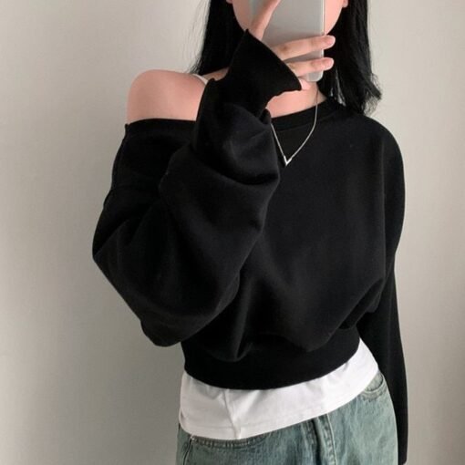 Thin Bottoming Shirt Off-shoulder Loose Casual Top - Image 4