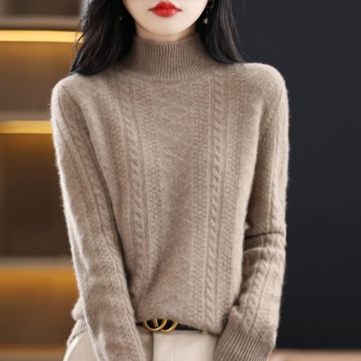 Vapetix S 90-100 pounds-XXL 135-155 pounds  Seven-pin Thickened Half-turtleneck Wool Sweater Women's Autumn and Winter New Skin-friendly Warm W - 图片 7