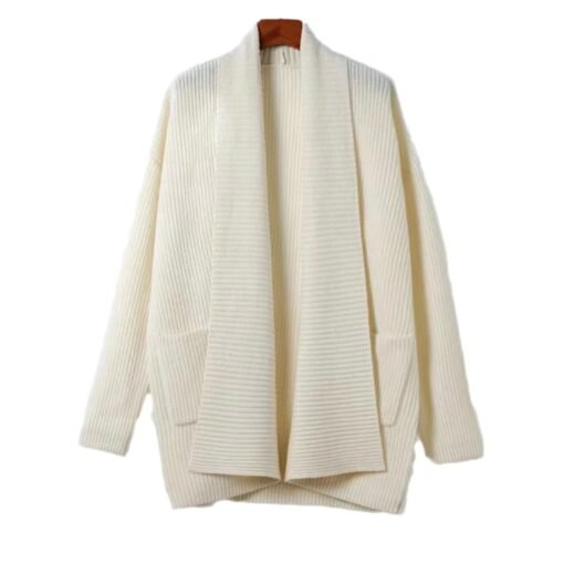 Vapetix One size fits all-One size fits all  2023 Mid-length Lazy Style Knitted Cardigan Women's Loose Design Laps Thickened Solid Color Sweater - 图片 7