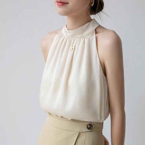Temperament Slim-fit Sexy Chic Apricot Backless Sling Top - Image 6