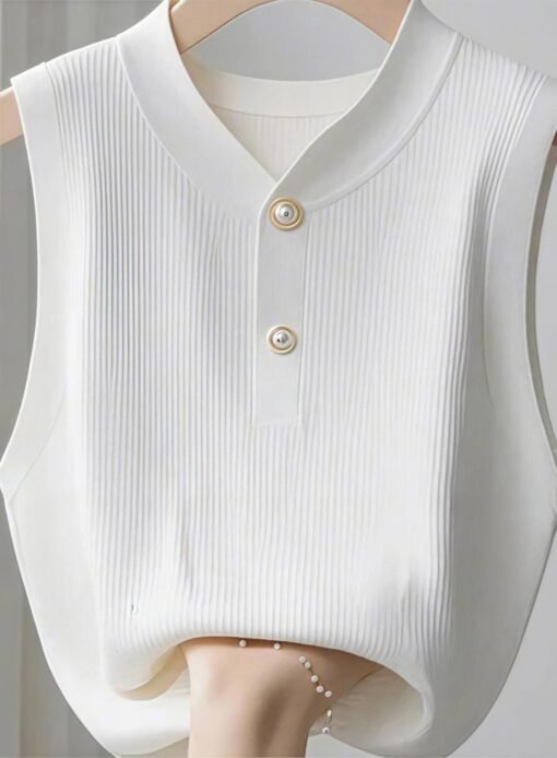 Vapetix One size fits all-One size fits all  Sleeveless White Knitted Vest Women's Inner 2025 New Summer Sleeveless Slim-Fit Short Base Stacked - 图片 9