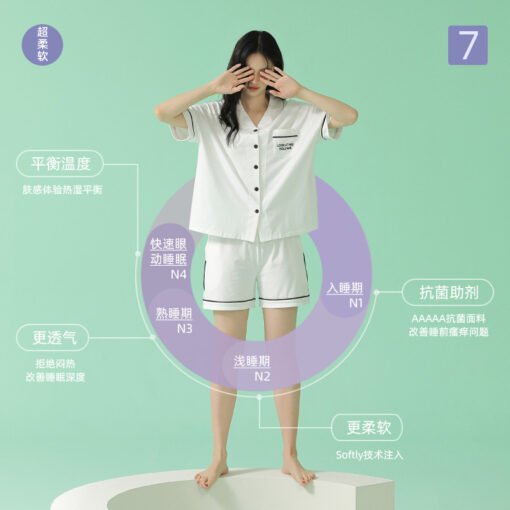 Vapetix M 【 Super Soft Modal Cotton 5A Antibacterial 】-  [Super soft] Summer Modal Cotton Couple Pajamas Short Sleeve Spring and Autumn Thin Pajamas Men and - 图片 4