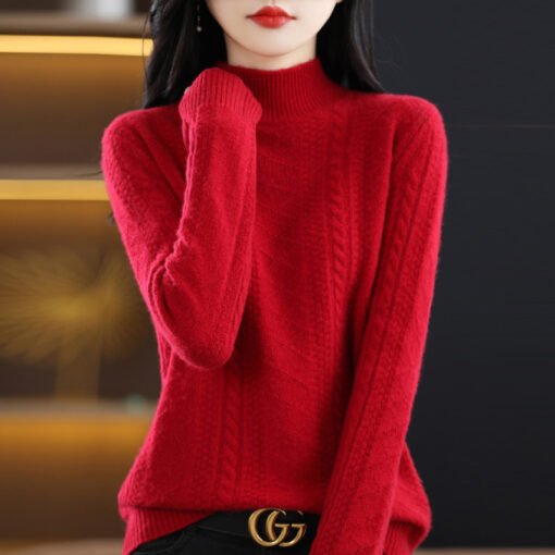 Vapetix S-3XL  Pure Wool Seven-needle Double-strand Thickened Half-high Neck Women's Knitted Sweater Pullover Warm - Image 8