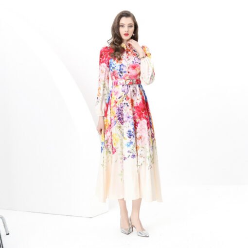 Vapetix S-2XL  Europe and the United States Amazon cross-border women's holiday style retro stand collar single-br - 图片 6
