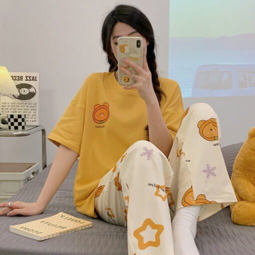 Vapetix M-4XL  Pajamas Women's Summer Women's 2024 New Women's Cotton Short-sleeved Trousers Spring and Autumn Ora - 图片 8