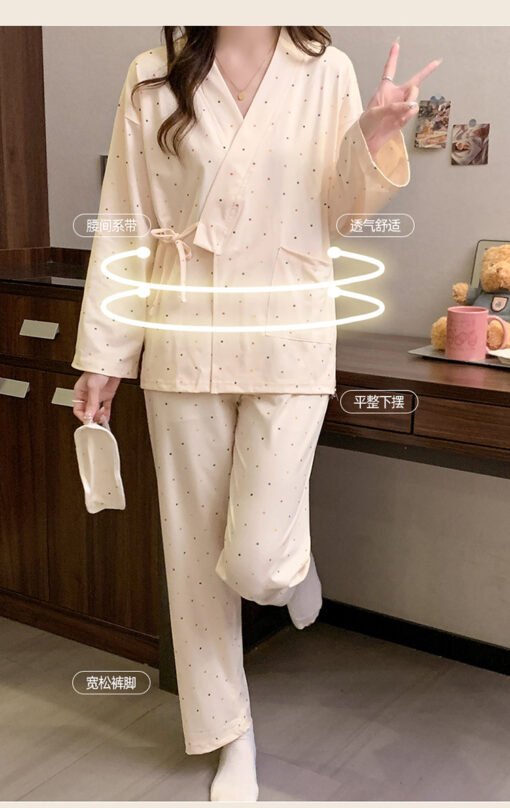 Vapetix M-XXL  Spring and Autumn Pajamas Women's Internet-famous Full-length Flower Kimono Cardigan Long-sleeved T - 图片 7