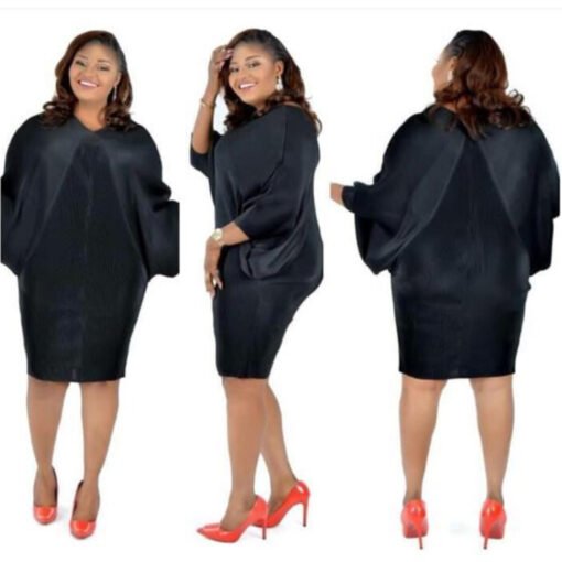 Vapetix One size fits all-One size fits all  Cross-border supply full pleated long sleeve V-neck long noble temperament solid color dress Europe - 图片 9