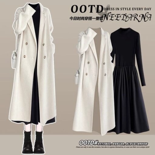 Vapetix ◆ ◇ M recommends 80-100 pounds ◆ ◇-◆ ◇ 4XL recommended 180-200 pounds ◆ ◇  Autumn and winter wear a set of women's new high-end plus size trench coat coat coat slim dress sui - 图片 5