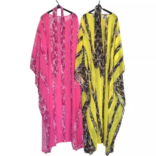 Vapetix One size fits all-One size fits all  Cross-border source chiffon loose round neck large bat sleeve belt digital printing comfortable and - 图片 9