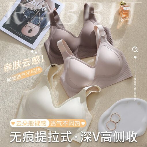 Vapetix M [32/70, 34/75ABC under 105 pounds]-XXL [135-160 pounds 40/90ABC]  Traceless Soft Support Fixed Cup Comfortable Lace-up Anti-sagging No-steel Ring Underwear Back-up S - 图片 7