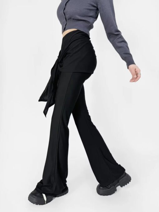 Vapetix S-L  American Spice Girl Fake Two-piece Double-layer Lace-up Hip Pants Women's Spring and Autumn Slimmin - Image 9