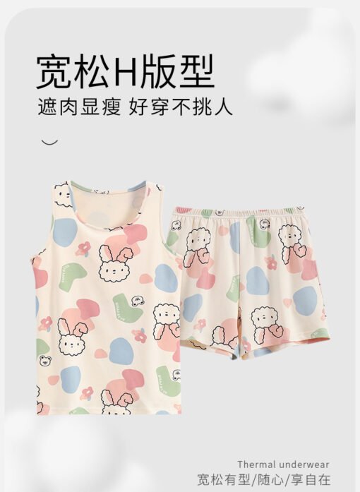 Vapetix M-XXL  Pure Cotton Padded Pajamas with Chest Pad Women's Summer Vest Sleeveless Thin Casual plus size suit - 图片 8