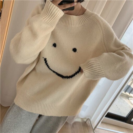 Vapetix One size fits all-One size fits all  Japanese New Korean Women's Autumn and Winter New Loose Outer Wear Round Neck Pullover Sweater Wome - 图片 8