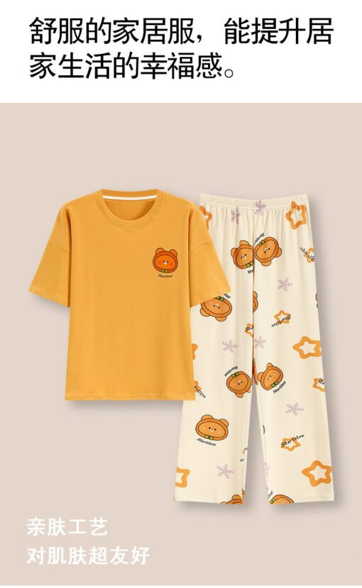 Vapetix M-4XL  Pajamas Women's Summer Women's 2024 New Women's Cotton Short-sleeved Trousers Spring and Autumn Ora - 图片 9