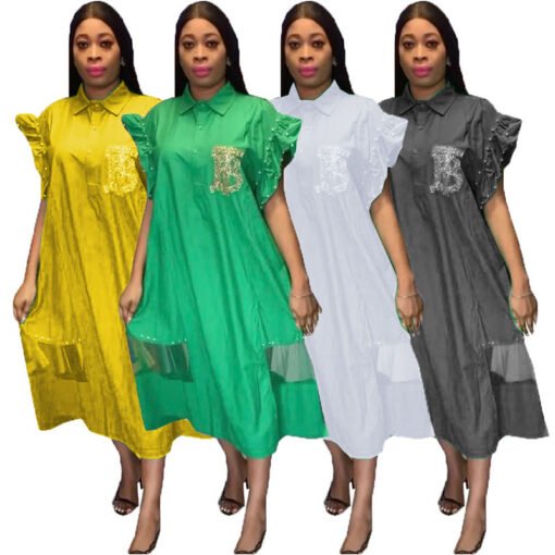 Vapetix One size fits all-One size fits all  Cross-border supply of loose cotton fashion shirt dress nail bead drilling Europe, America and Afri - Kuva 9