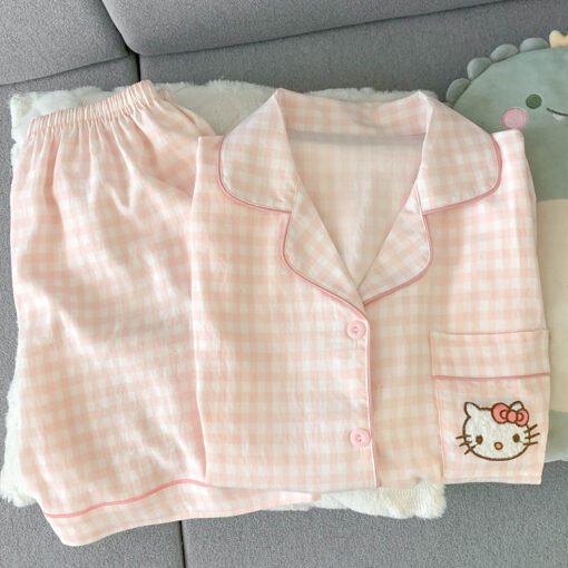 Vapetix M size [recommended 80-100 pounds]-XXL size [recommended 140-160 pounds]  Crayon Shin Pajamas Women's Summer Cotton Gauze Short-sleeved Cartoon Cute Student Cardigan Home Cl - 图片 9